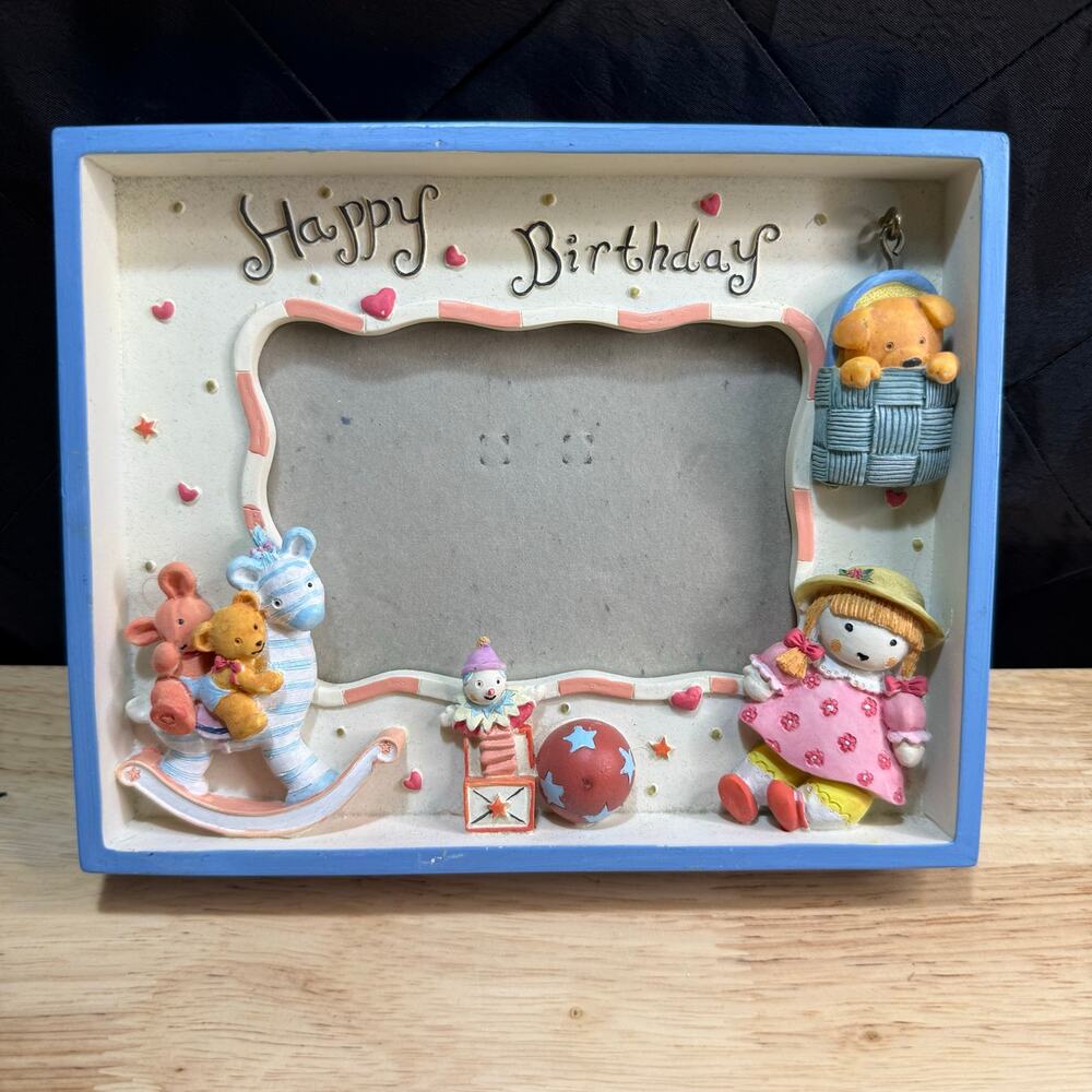 3D Resin Happy Birthday Baby Girl 5" x 3.5" Picture Frame
